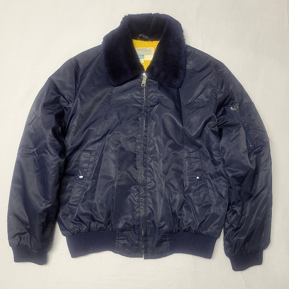 VTG Sears Sportswear Bomber Jacket Mens 42-44 L Dark Blue Work Leisure Flight